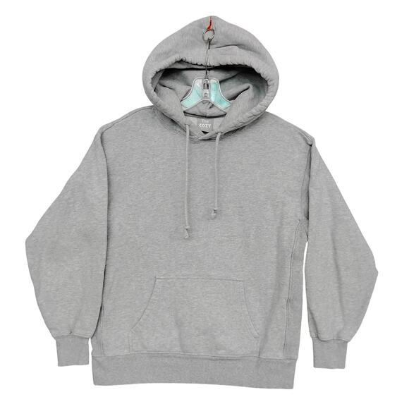 Tna Cozy Fleece Boyfriend Hoodie Size XS Light Gray Front Patch Pocket - Picture 1 of 7